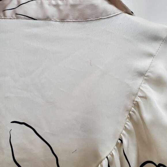 Worthington Women's Cream Black Abstract Satin Button Up LS Career Blouse XL - Picture 9 of 10